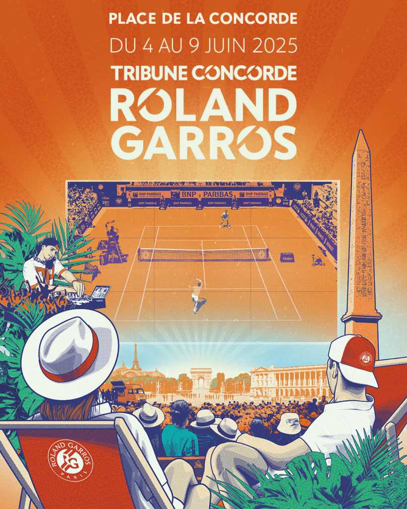 tribune Concorde / Affiche Fan zone Rolland Garros /juin 2025