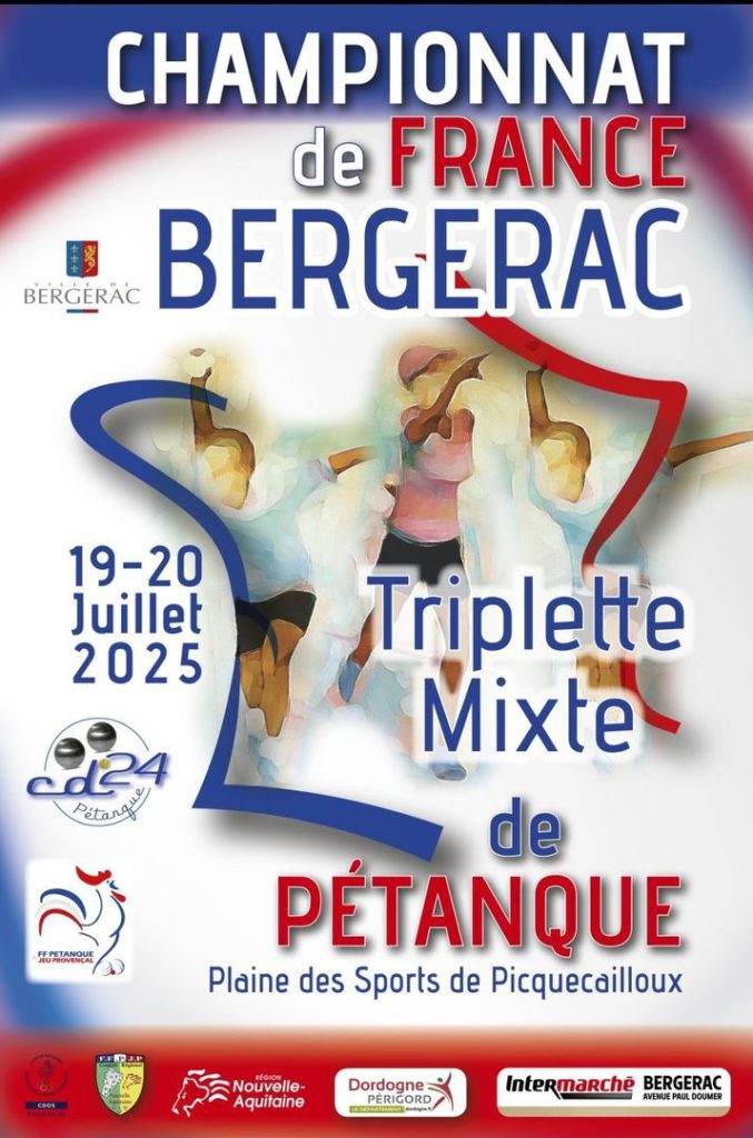 affiche championnats de France de pétanque triplette mixte de Bergerac (2025)